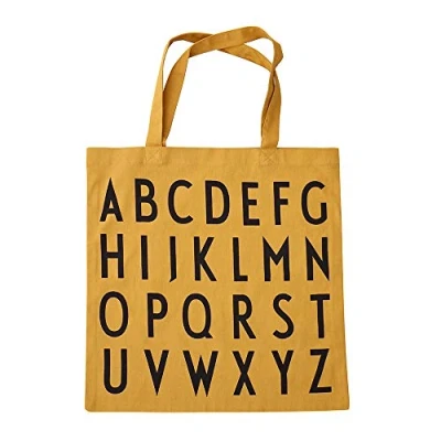 Image of Design Letters Favourite Tote Bag ABC Mustard 100% Organic Cotton Shoulder for Women, Oeko tex Certified, Reusable Shopper Women Available in Fashionable Colors