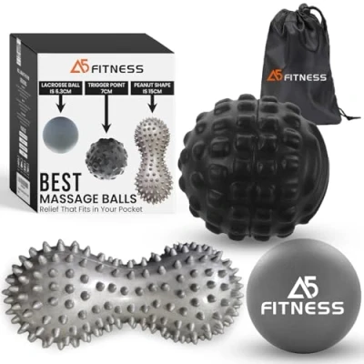 Image of 3 in 1 Massage Balls Lacrosse, Trigger Point &amp; Peanut Ball Idea for Yoga, Rehab, Deep Tissue Massage, Myofascial Release, Plantar Fasciitis Sore Muscle, Overall Body Relaxation