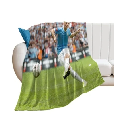 Image of XSQING Phil Foden Football Player Famous Portrait Fleece Throw Blanket Fall Decor Home Room Blankets Flannel for Bed Couch Sofa Camping Soft 30&quot;x40&quot;
