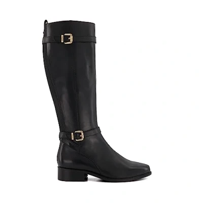 Image of Dune Ladies TEPI Buckle Detail Casual Knee High Boots Size UK 4 Flat Heel Black