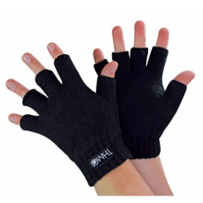 Image of THMO Kids Winter Fingerless Gloves Thermal Warm Fleece Lined Thinsulate for (8 9 Years, Black)