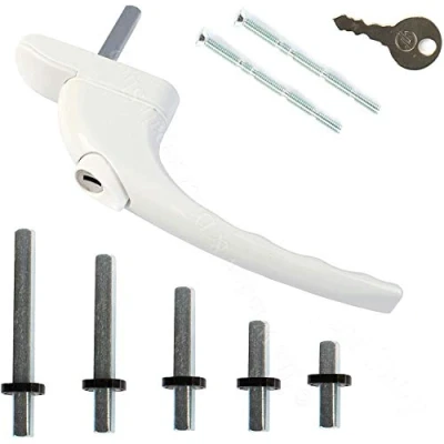 Image of White UPVC Universal Inline Espag Lockable Window Handle Smart Spindle