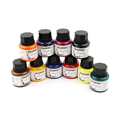 Image of Liquidraw Acrylic Inks For Artists Set Of 10 Ink 35ml Professional Painting, Drawing, Paints, Art, Brushes