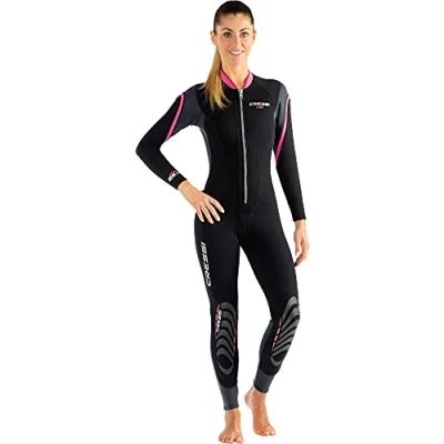 Image of Cressi Women&#039;s Lei 2.5mm Neoprene Wetsuit All in One Black/Pink, Large