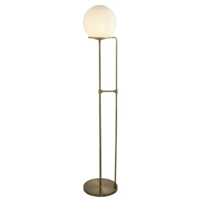 Image of Sphere 1 Light Floor Lamp White, Antique Brass with Glass Shade, E27