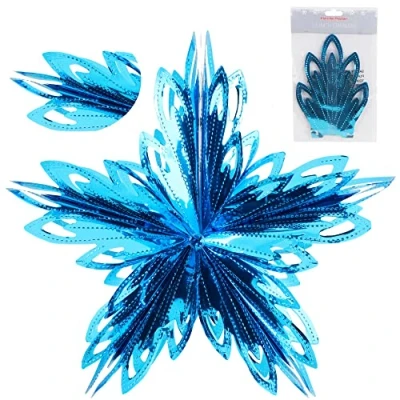 Image of Christmas Concepts® 16 (1.3ft) Large Foil 3D Star Hanging Decoration Trimming (Turquoise)