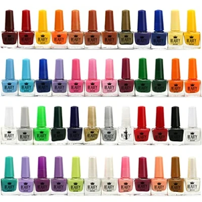 Image of Set of 48 Bottles Nail Polish Varnish Different Bright Pearl Colours 2 Display Boxes
