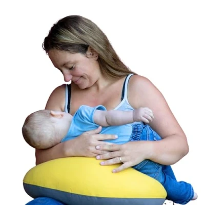 Image of Hippychick Nursing Pillow Comfortable Breastfeeding Pillows For Babies 100% Cotton Maternity Cover Removable &amp; Washable Post Pregnancy Gifts Charcoal and Goldfinch Yellow