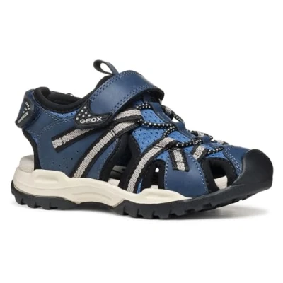 Image of Geox Borealis Walking sandals for kids, Size: 5, Denim/grey Leather and textile