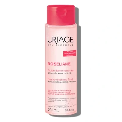 Image of Uriage Roséliane Anti Redness Dermo Cleansing Face &amp; Eyes Fluid 250ml Fresh Milky Make up Remover For Sensitive Skin Prone to Instant Relief Long Lasting Comfort Non Comedogenic