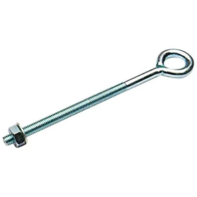 Image of Merriway BH01768 Pack of 1 Eye Bolt with Nut and Washer M6 x 150mm Silver Tone