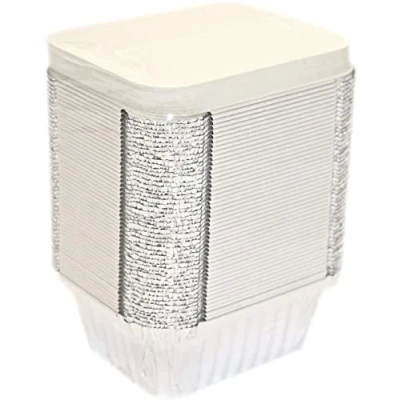 Image of 50 x ALUMINIUM FOIL FOOD TAKEAWAY CONTAINERS TRAYS + LIDS No2