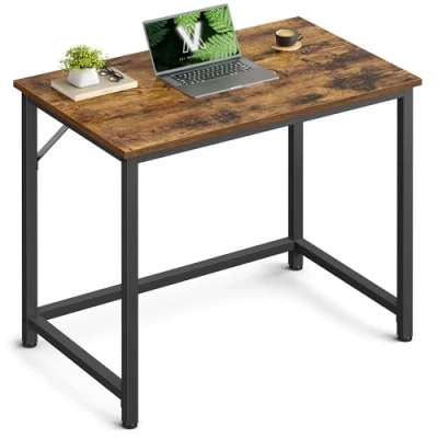 Image of VASAGLE Office Desk Table Workstation 80 x 50 75 cm for Living Room Bedroom Simple Assembly Metal Industrial Style Rustic Brown Black LWD038B01