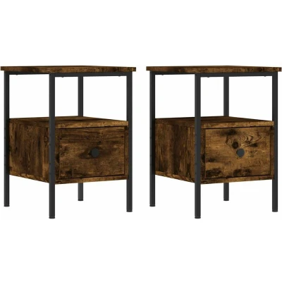 Image of vidaXL Bedside Cabinets 2 pcs Smoked Oak 34x36x50 cm Engineered Wood