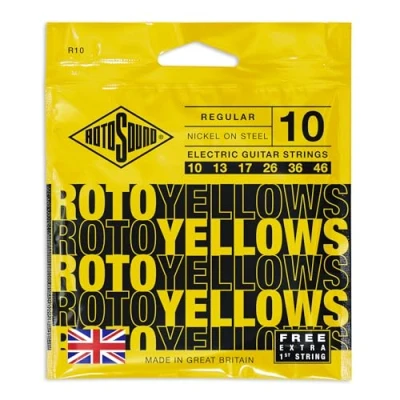 Image of Rotosound R10 Nickel Regular Gauge Electric Guitar Strings (10 13 17 26 36 46), set of 1, yellow pack