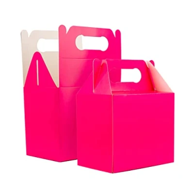 Image of SHATCHI 30Pcs Hot Pink Colour Cardboard Lunch Takeaway Birthday Wedding Carry Meal Food Cake Party Box Childrens Loot Bags