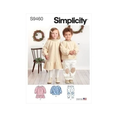 Image of Simplicity Sewing Pattern S9460 Toddlers&#039; and Children&#039;s Dress, Top Pants