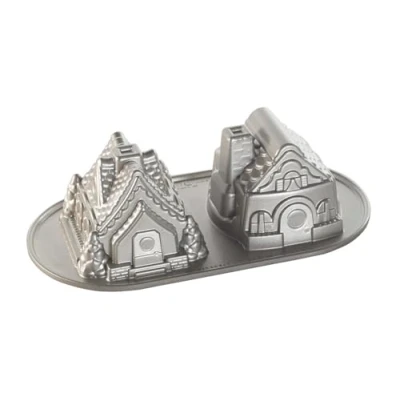 Image of Nordic Ware Baking Tray Gingerbread House Duet Silver 2 Pieces