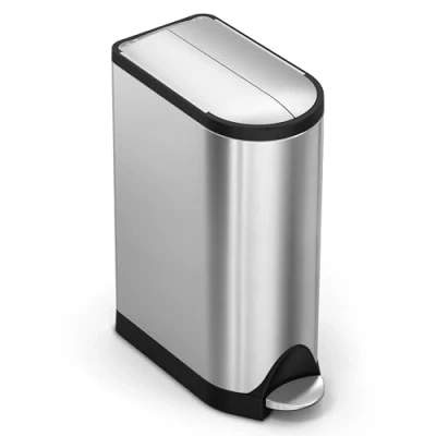 Image of simplehuman CW2058 18L Slim Butterfly Kitchen Pedal Bin, Strong Steel Pedal, Silent Soft Close Lid, Non Skid Base, Fingerprint Proof, Inner Bucket, Brushed Stainless