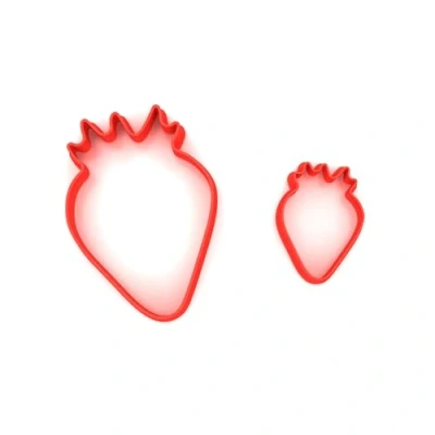 Image of Custom Cutters Strawberry Shape MINI/SMALL Plastic Cutter for Baking, Fondant, Clay, Pastry, Icing, Jewellery (3CM + 5CM)