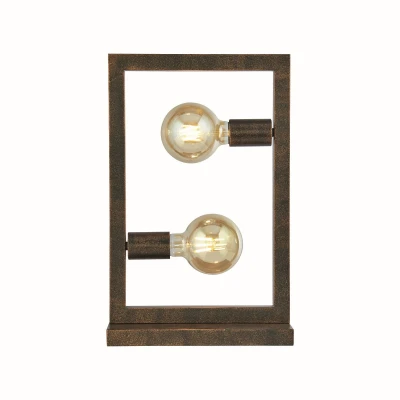 Image of Oblong 2 Light Table Lamp, Rustic Brown