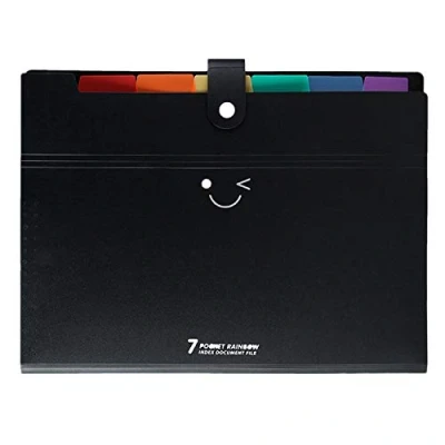 Image of Expanding File Folders Letter Size 7 Pockets Accordion Document Organiser A4 Plastic Folder