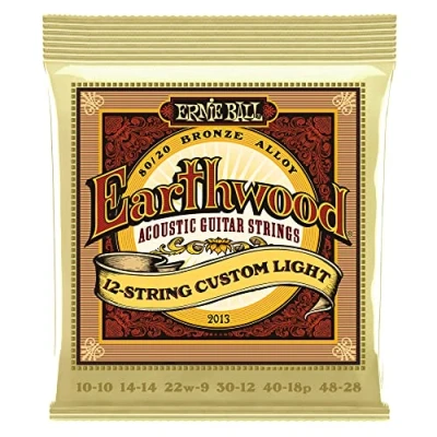 Image of Ernie Ball Earthwood 12 String Custom Light 80/20 Bronze Acoustic Guitar Strings 10 48 Gauge