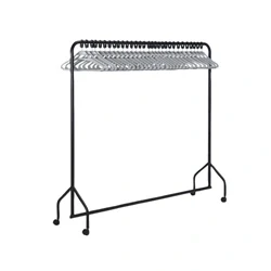 Image of VFM Black Garment Rail With 30 Grey Hangers