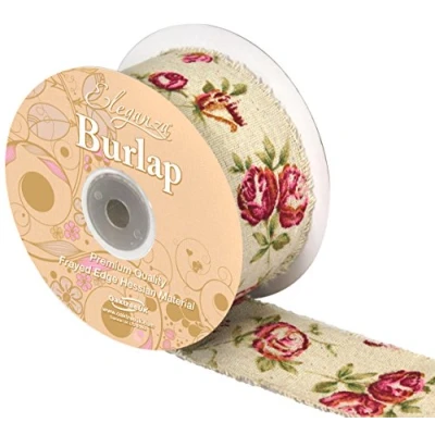 Image of Eleganza Burlap Frayed Edge Vintage Rose 50mm x 10m