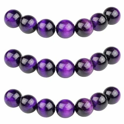 Image of MJDCB Round Stone Beads 4mm Purple Tiger Eye Loose Gemstone for Jewelry Making Bracelet Necklace 85pcs