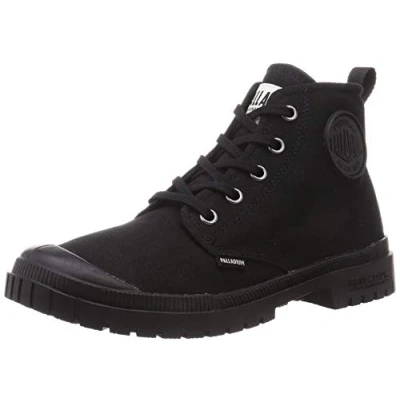 Image of Palladium SLIM FIT Unisex Hightop trainers, Size: 5, Black Textile