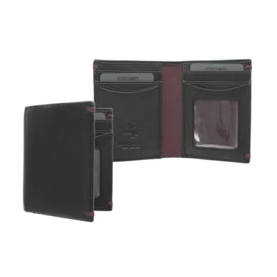 Image of Visconti ALPINE Collection Compact Slim Gents Leather Wallet RFID blocking AP60 Black/Burgundy