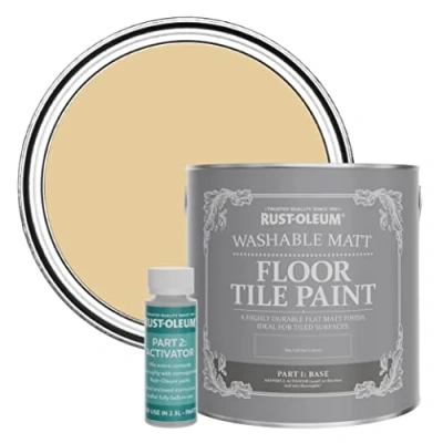 Image of Rust Oleum Yellow Washable Matt Floor Tile Paint Sandstorm 2.5L