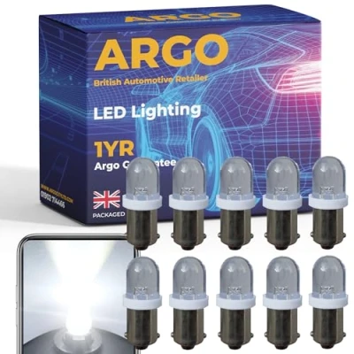 Image of Argo 10x 233 Ba9s Led Bulbs Xenon White 12v Car Light Interior 433 T4W Number Plate Bulb Map Dome Van Side Marker Reverse