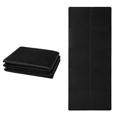 Image of Good Nite Foldable Yoga Mat Non Slip Portable Fitness Lightweight Gymnastics Pilates Sport Travel 183 x 61 0.6 cm (Black)