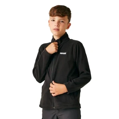 Image of Regatta Kids Boys King II Fleece Full Zip Top Sweatshirt Jumper Long Sleeve High Black 5 6 Yrs