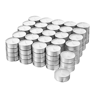 Image of simpa 100 Unscented White Wax Tealights Candles 4 Hour Burn Time
