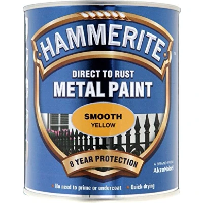 Image of Hammerite Metal Paint Smooth 750ml Yellow