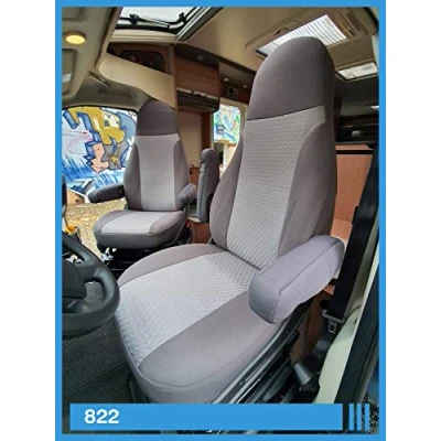 Image of BREMER SITZBEZÜGE Custom Seat Covers, Compatible with Camper, Driver &amp; Passenger, Colour Code: 822 (Grey)