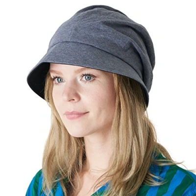 Image of CHARM Womens Organic Cotton Sun Hat SPF50 Japanese Design Soft UV Protection Anti Aging Navy