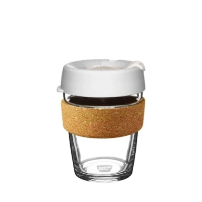 Image of KeepCup Brew Cork Ace Reusable Coffee Cup Tempered Glass and Recovered Tennis Ball Band, M 12oz/340ml Racquet