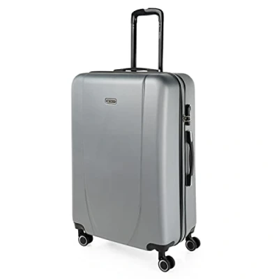 Image of ITACA Rigid Cabin Suitcase Travel Small with Wheels ABS Hand Luggage Case Telescopic Handle Lightweight Carry on TSA Combination Lock Luggage, Silver