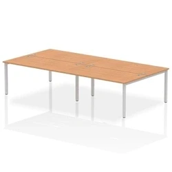 Image of Impulse Bench B2B 4 Person 1600 Silver Frame Office Desk Oak