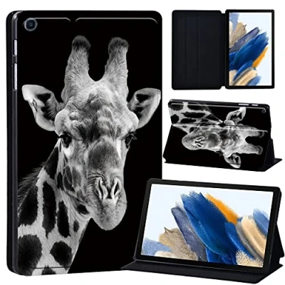Image of Printed Case for Samsung Galaxy Tab A8 10.5 Inch 2022 (SM X200/X205/X207), Slim Lightweight Protective Hard Cover Trifold Stand with Auto Sleep/Wake (Giraffe)