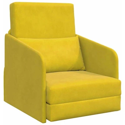 Image of vidaXL Floor Sofa Bed 2 in 1 Yellow 65x80x83 cm Velvet