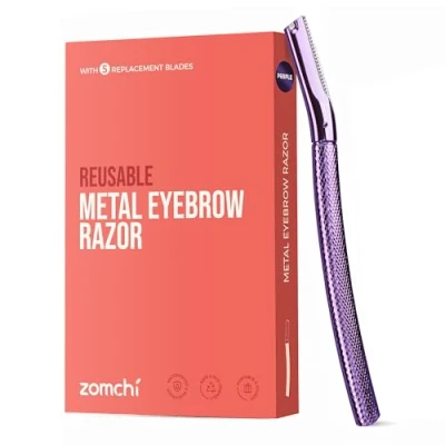 Image of ZOMCHI Dermaplaning blades for face Women&amp;Men, Eyebrow Trimmer Shaper with Precision Cover, Facial Shaver (Purple)