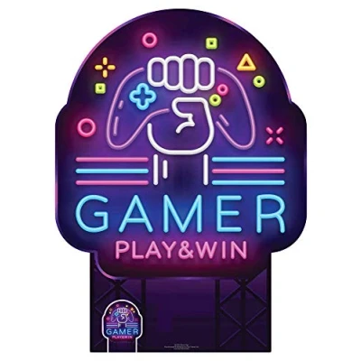 Image of STAR CUTOUTS SC1402 Gamer Sign Cardboard Cutout Create The Perfect Family, Anniversary, Wedding, Birthday Party Decoration, Solid, Multicolour, Regular