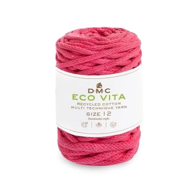 Image of DMC Eco Vita 12, Crochet Knitting Macrame Yarn, Raspberry (43), 250g