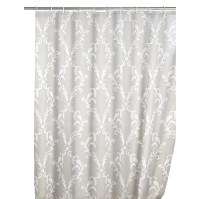 Image of WENKO 20048100 anti mould shower curtain Baroque bacterial, washable, Polyester, 200 x 180 cm, Beige