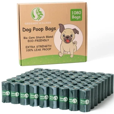 Image of GREENER WALKER Poop Bags for Dog Waste 1080 Bags,Extra Thick Strong 100% Leak Proof Biodegradable (Deep Green)
